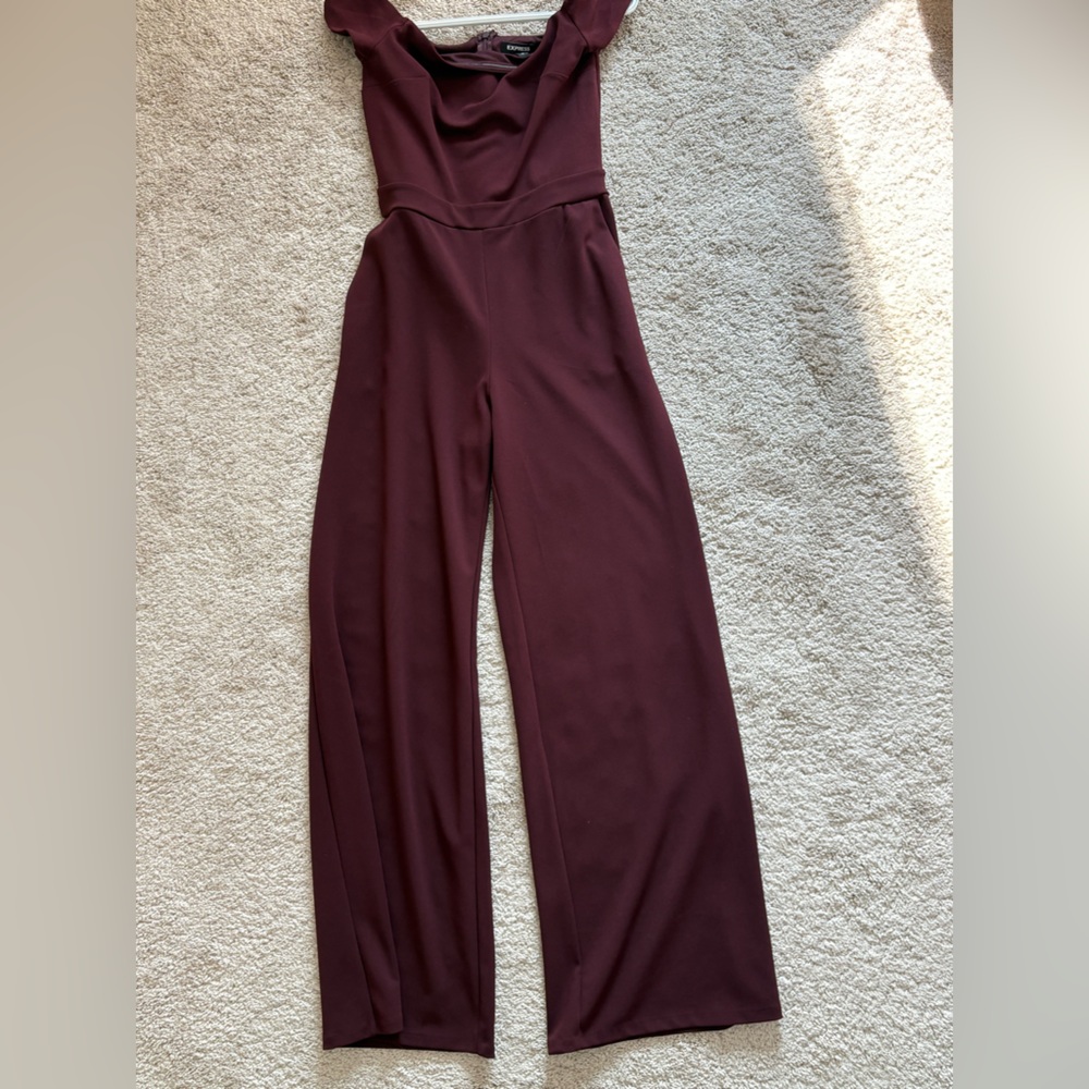 Express Burgundy Wide Leg Jumpsuit